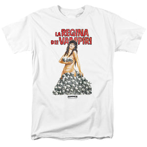 AN OFFCIALLY LICENSED HAMMER HOUSE OF HORROR LA REGINA MEN'S REGULAR FIT T-SHIRT WHITE