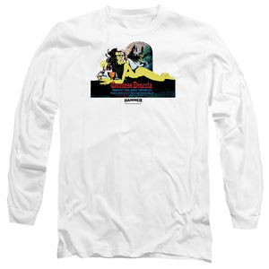 AN OFFCIALLY LICENSED HAMMER HOUSE OF HORROR COUNTESS LIGHT MEN'S LONG SLEEVE T-SHIRT WHITE