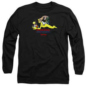 AN OFFCIALLY LICENSED HAMMER HOUSE OF HORROR COUNTESS DARK MEN'S LONG SLEEVE T-SHIRT BLACK