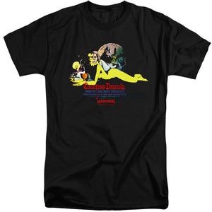 AN OFFCIALLY LICENSED HAMMER HOUSE OF HORROR COUNTESS DARK MEN'S TALL FIT T-SHIRT BLACK