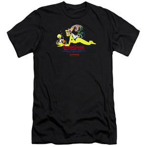 AN OFFCIALLY LICENSED HAMMER HOUSE OF HORROR COUNTESS DARK MEN'S PREMIUM SLIM FIT T-SHIRT BLACK