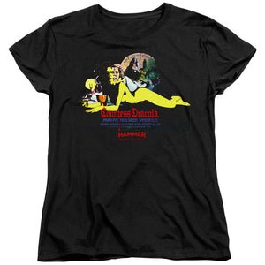 AN OFFCIALLY LICENSED HAMMER HOUSE OF HORROR COUNTESS DARK WOMEN'S REGULAR FIT T-SHIRT BLACK