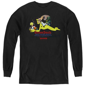 AN OFFCIALLY LICENSED HAMMER HOUSE OF HORROR COUNTESS DARK YOUTH LONG SLEEVE T-SHIRT BLACK