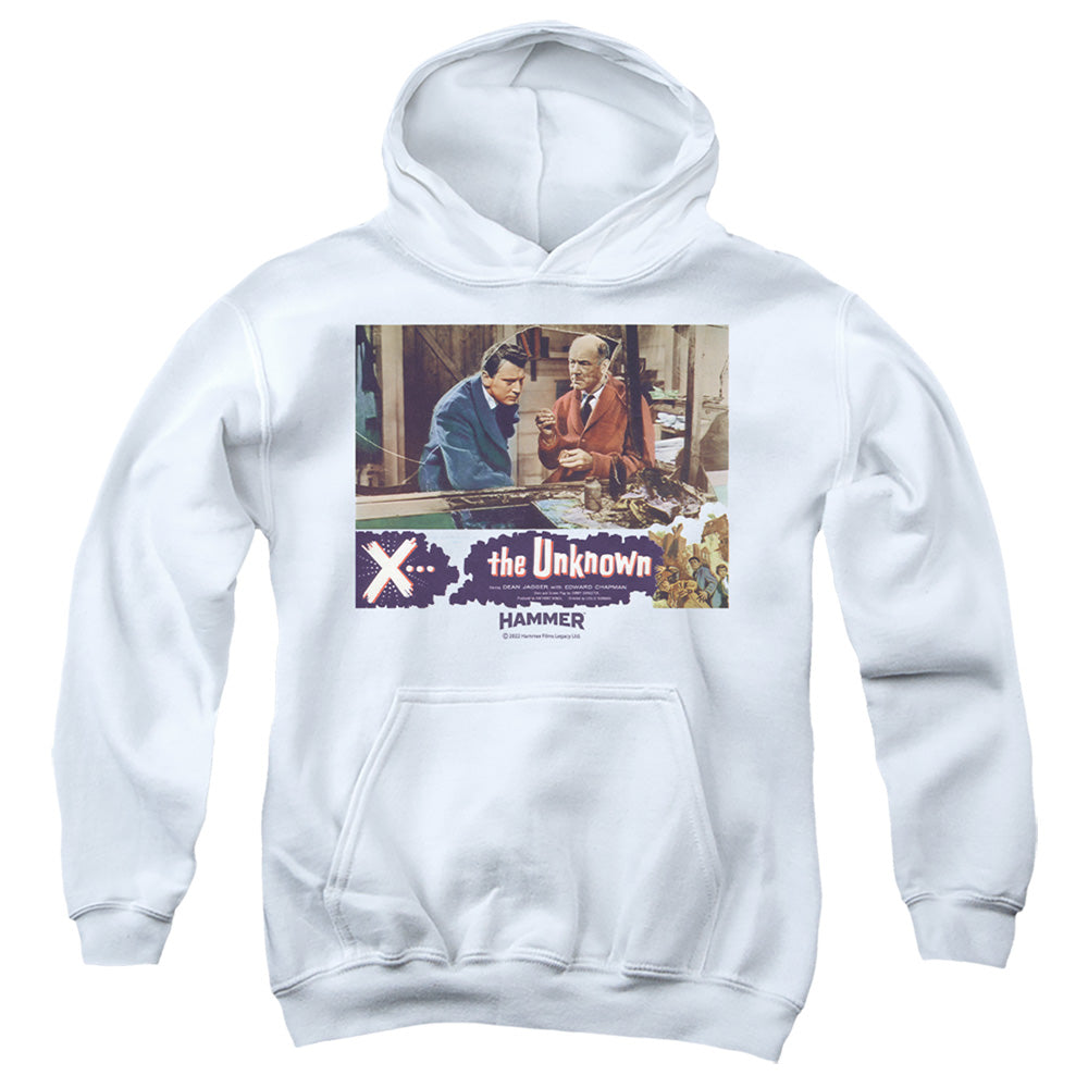 AN OFFCIALLY LICENSED HAMMER HOUSE OF HORROR THE UNKOWN YOUTH HOODIE WHITE