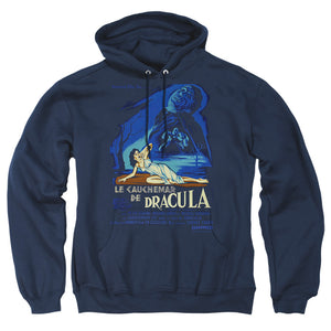 AN OFFCIALLY LICENSED HAMMER HOUSE OF HORROR HORROR OF DRACULA ADULT UNISEX PULLOVER HOODIE NAVY