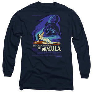 AN OFFCIALLY LICENSED HAMMER HOUSE OF HORROR HORROR OF DRACULA MEN'S LONG SLEEVE T-SHIRT NAVY