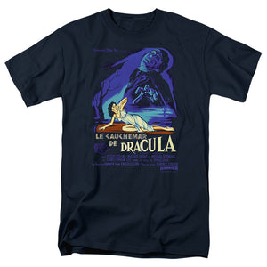 AN OFFCIALLY LICENSED HAMMER HOUSE OF HORROR HORROR OF DRACULA MEN'S REGULAR FIT T-SHIRT NAVY