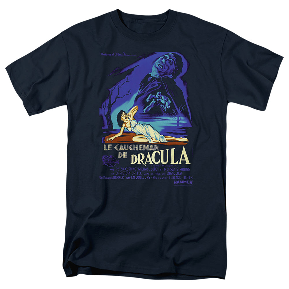 AN OFFCIALLY LICENSED HAMMER HOUSE OF HORROR HORROR OF DRACULA MEN'S REGULAR FIT T-SHIRT NAVY