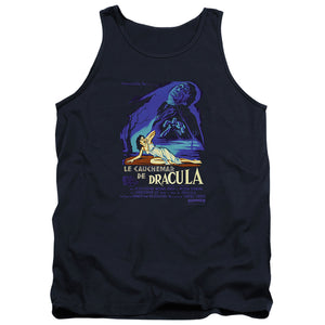 AN OFFCIALLY LICENSED HAMMER HOUSE OF HORROR HORROR OF DRACULA ADULT UNISEX TANK TOP NAVY
