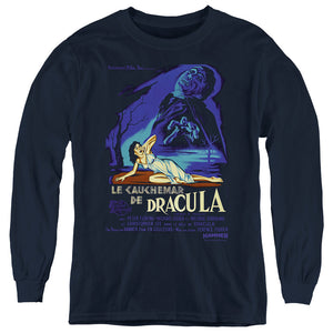 AN OFFCIALLY LICENSED HAMMER HOUSE OF HORROR HORROR OF DRACULA YOUTH LONG SLEEVE T-SHIRT NAVY