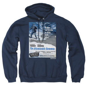 AN OFFCIALLY LICENSED HAMMER HOUSE OF HORROR SNOWMAN ADULT UNISEX PULLOVER HOODIE NAVY