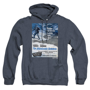 AN OFFCIALLY LICENSED HAMMER HOUSE OF HORROR SNOWMAN ADULT UNISEX HEATHER PULLOVER HOODIE NAVY