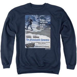AN OFFCIALLY LICENSED HAMMER HOUSE OF HORROR SNOWMAN ADULT UNISEX CREWNECK SWEATSHIRT NAVY