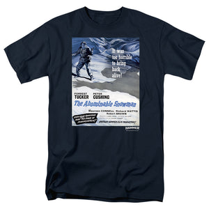 AN OFFCIALLY LICENSED HAMMER HOUSE OF HORROR SNOWMAN MEN'S REGULAR FIT T-SHIRT NAVY