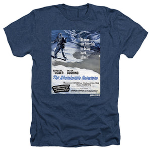 AN OFFCIALLY LICENSED HAMMER HOUSE OF HORROR SNOWMAN MEN'S HEATHER T-SHIRT NAVY
