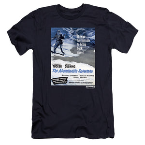 AN OFFCIALLY LICENSED HAMMER HOUSE OF HORROR SNOWMAN MEN'S PREMIUM SLIM FIT T-SHIRT NAVY