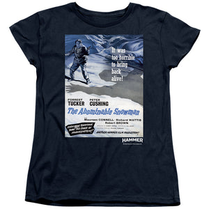 AN OFFCIALLY LICENSED HAMMER HOUSE OF HORROR SNOWMAN WOMEN'S REGULAR FIT T-SHIRT NAVY