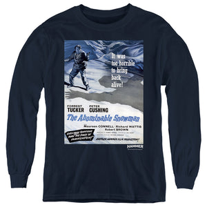 AN OFFCIALLY LICENSED HAMMER HOUSE OF HORROR SNOWMAN YOUTH LONG SLEEVE T-SHIRT NAVY