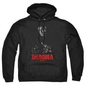 AN OFFCIALLY LICENSED HAMMER HOUSE OF HORROR CHRISTOPHER LEE DRACULA ADULT UNISEX PULLOVER HOODIE BLACK