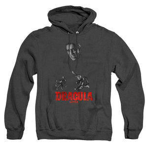 AN OFFCIALLY LICENSED HAMMER HOUSE OF HORROR CHRISTOPHER LEE DRACULA ADULT UNISEX HEATHER PULLOVER HOODIE BLACK