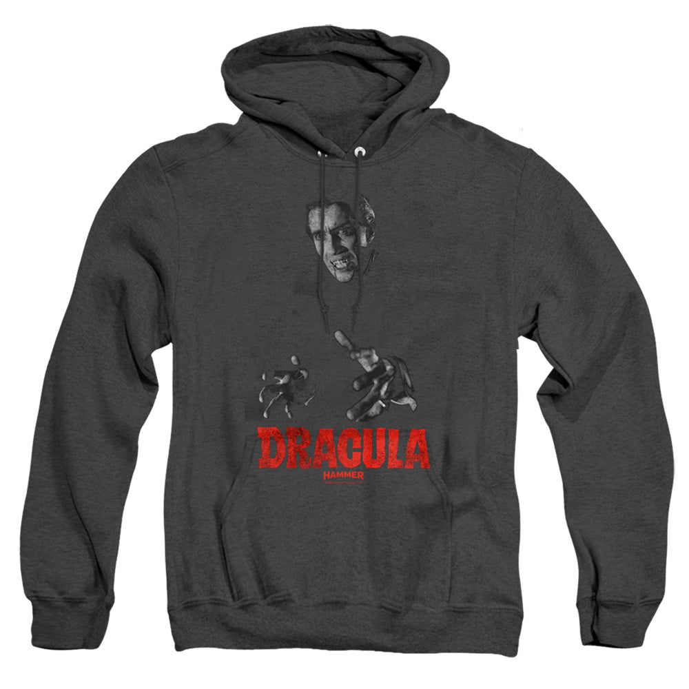 AN OFFCIALLY LICENSED HAMMER HOUSE OF HORROR CHRISTOPHER LEE DRACULA ADULT UNISEX HEATHER PULLOVER HOODIE BLACK