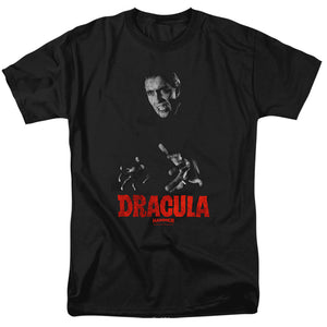 AN OFFCIALLY LICENSED HAMMER HOUSE OF HORROR CHRISTOPHER LEE DRACULA MEN'S REGULAR FIT T-SHIRT BLACK