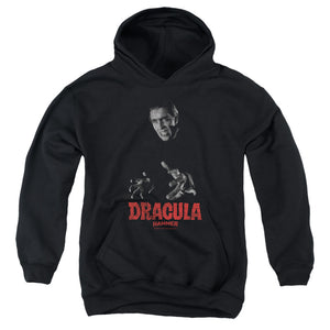 AN OFFCIALLY LICENSED HAMMER HOUSE OF HORROR CHRISTOPHER LEE DRACULA YOUTH HOODIE BLACK