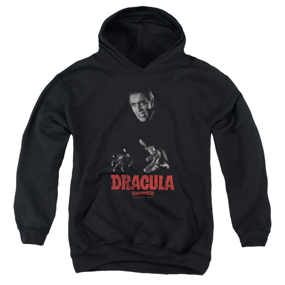 AN OFFCIALLY LICENSED HAMMER HOUSE OF HORROR CHRISTOPHER LEE DRACULA YOUTH HOODIE BLACK