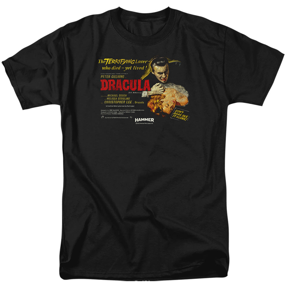 AN OFFCIALLY LICENSED HAMMER HOUSE OF HORROR POSTER DRACULA MEN'S REGULAR FIT T-SHIRT BLACK