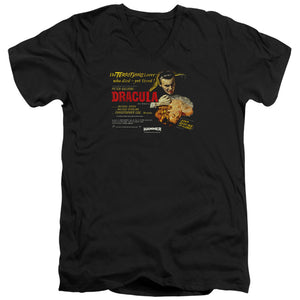 AN OFFCIALLY LICENSED HAMMER HOUSE OF HORROR POSTER DRACULA MEN'S V-NECK T-SHIRT BLACK