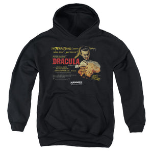AN OFFCIALLY LICENSED HAMMER HOUSE OF HORROR POSTER DRACULA YOUTH HOODIE BLACK