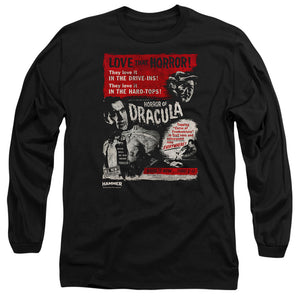 AN OFFCIALLY LICENSED HAMMER HOUSE OF HORROR LOVE HORROR OF DRACULA MEN'S LONG SLEEVE T-SHIRT BLACK