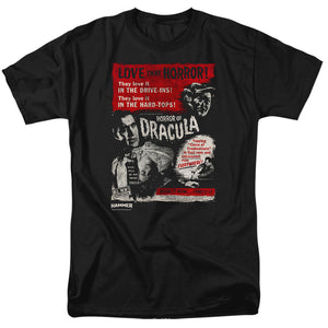 AN OFFCIALLY LICENSED HAMMER HOUSE OF HORROR LOVE HORROR OF DRACULA MEN'S REGULAR FIT T-SHIRT BLACK