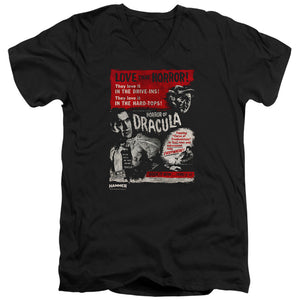 AN OFFCIALLY LICENSED HAMMER HOUSE OF HORROR LOVE HORROR OF DRACULA MEN'S V-NECK T-SHIRT BLACK
