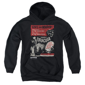 AN OFFCIALLY LICENSED HAMMER HOUSE OF HORROR LOVE HORROR OF DRACULA YOUTH HOODIE BLACK