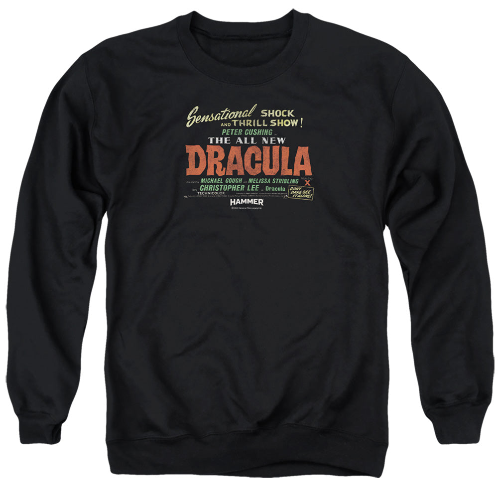 AN OFFCIALLY LICENSED HAMMER HOUSE OF HORROR ALL NEW ADULT UNISEX CREWNECK SWEATSHIRT BLACK