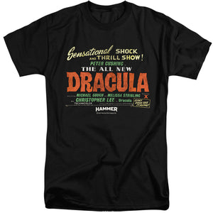 AN OFFCIALLY LICENSED HAMMER HOUSE OF HORROR ALL NEW MEN'S TALL FIT T-SHIRT BLACK