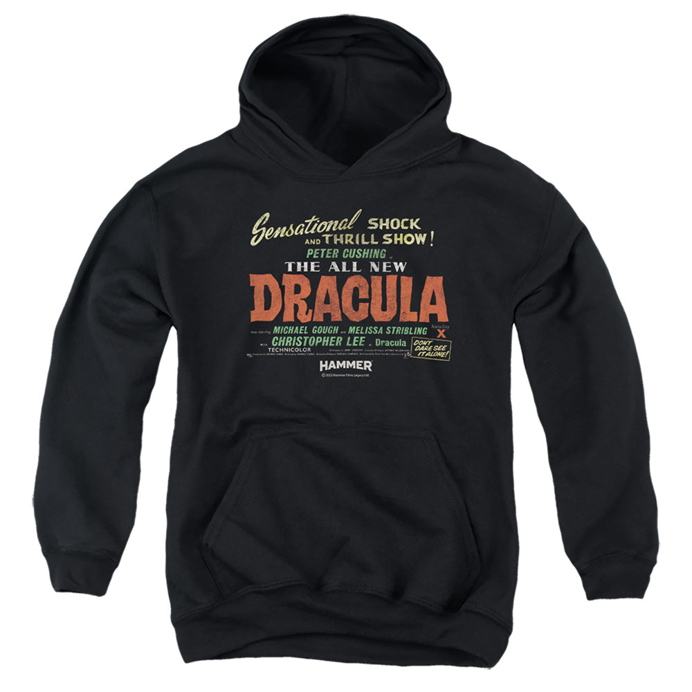 AN OFFCIALLY LICENSED HAMMER HOUSE OF HORROR ALL NEW YOUTH HOODIE BLACK