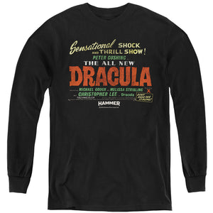 AN OFFCIALLY LICENSED HAMMER HOUSE OF HORROR ALL NEW YOUTH LONG SLEEVE T-SHIRT BLACK