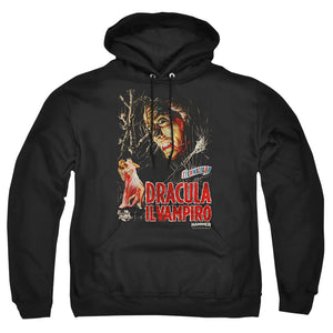 AN OFFCIALLY LICENSED HAMMER HOUSE OF HORROR IL VAMPIRO ADULT UNISEX PULLOVER HOODIE BLACK