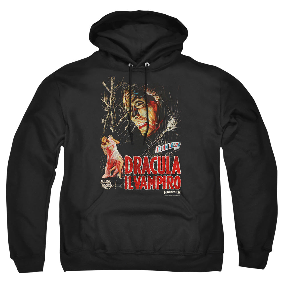 AN OFFCIALLY LICENSED HAMMER HOUSE OF HORROR IL VAMPIRO ADULT UNISEX PULLOVER HOODIE BLACK