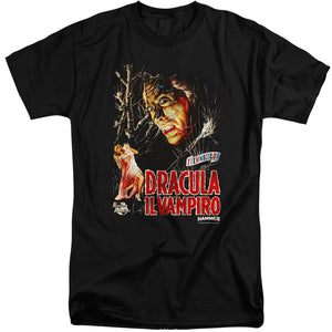 AN OFFCIALLY LICENSED HAMMER HOUSE OF HORROR IL VAMPIRO MEN'S TALL FIT T-SHIRT BLACK