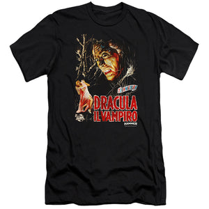 AN OFFCIALLY LICENSED HAMMER HOUSE OF HORROR IL VAMPIRO MEN'S PREMIUM SLIM FIT T-SHIRT BLACK