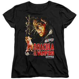 AN OFFCIALLY LICENSED HAMMER HOUSE OF HORROR IL VAMPIRO WOMEN'S REGULAR FIT T-SHIRT BLACK