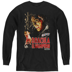 AN OFFCIALLY LICENSED HAMMER HOUSE OF HORROR IL VAMPIRO YOUTH LONG SLEEVE T-SHIRT BLACK