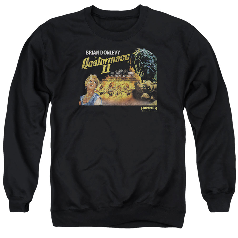 AN OFFCIALLY LICENSED HAMMER HOUSE OF HORROR QUARTERMASS ADULT UNISEX CREWNECK SWEATSHIRT BLACK