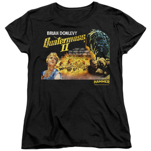 AN OFFCIALLY LICENSED HAMMER HOUSE OF HORROR QUARTERMASS WOMEN'S REGULAR FIT T-SHIRT BLACK