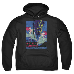 AN OFFCIALLY LICENSED HAMMER HOUSE OF HORROR DRACULAS ADULT UNISEX PULLOVER HOODIE BLACK