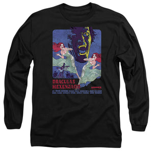 AN OFFCIALLY LICENSED HAMMER HOUSE OF HORROR DRACULAS MEN'S LONG SLEEVE T-SHIRT BLACK