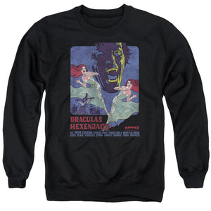 AN OFFCIALLY LICENSED HAMMER HOUSE OF HORROR DRACULAS ADULT UNISEX CREWNECK SWEATSHIRT BLACK